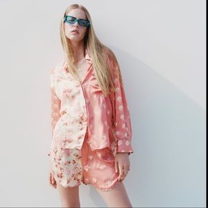 Zara 2 Piece Embroidered Printed Top & Shorts Set Size S